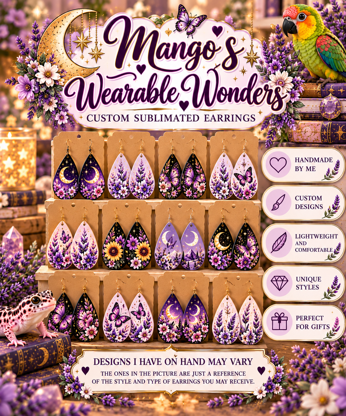 Mango’s Wearable Wonders (Custom Handmade Sublimated Earrings)