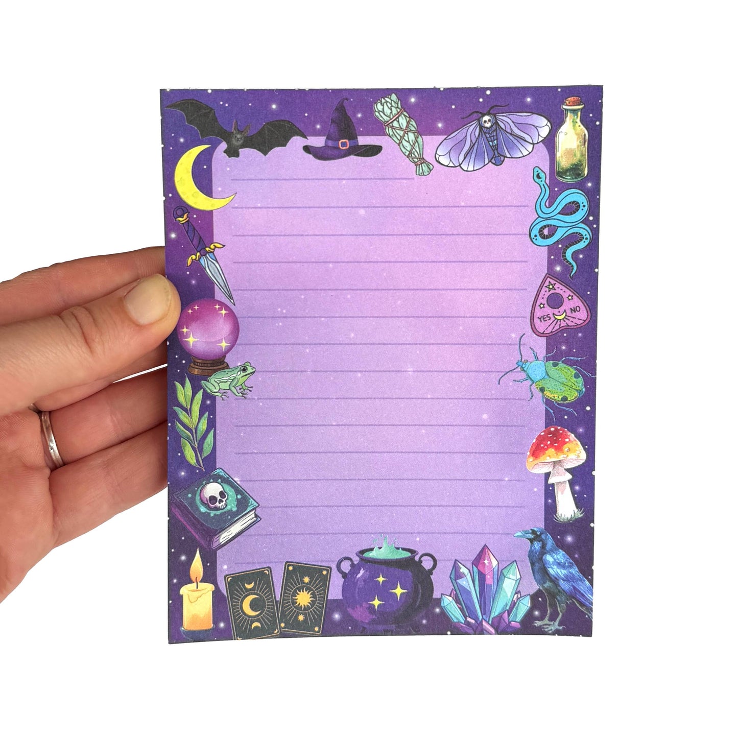 Witchy Notepad, 50 sheets, 4.25" x 5.5" Halloween Stationery