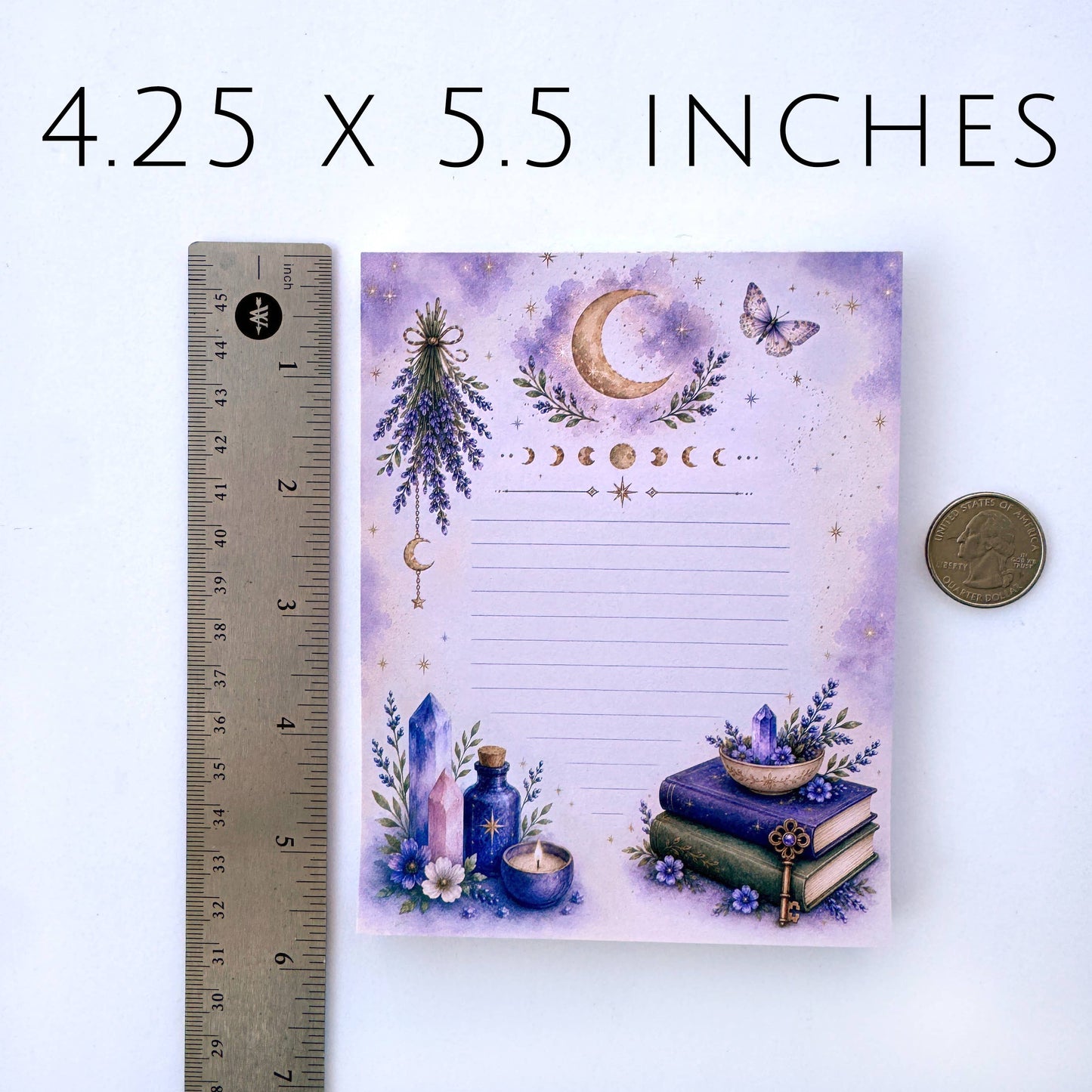Mystical Witchy Notepad, 50 sheets, 4.25" x 5.5" Stationery