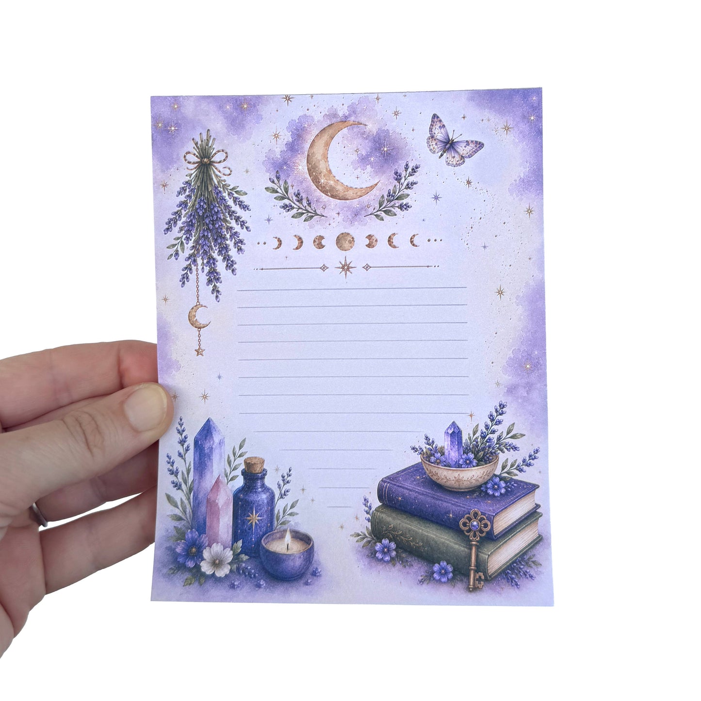 Mystical Witchy Notepad, 50 sheets, 4.25" x 5.5" Stationery