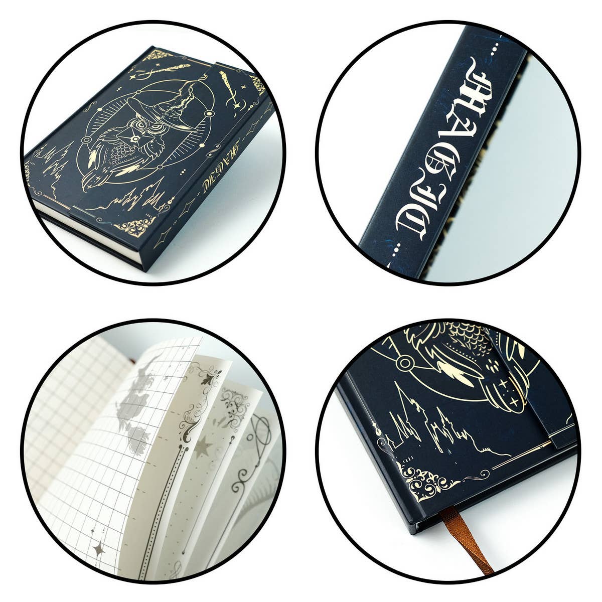MAGIC OWL HARDCOVER PATTERN NOTEBOOK_CWMM1837: Black / (OS) 2