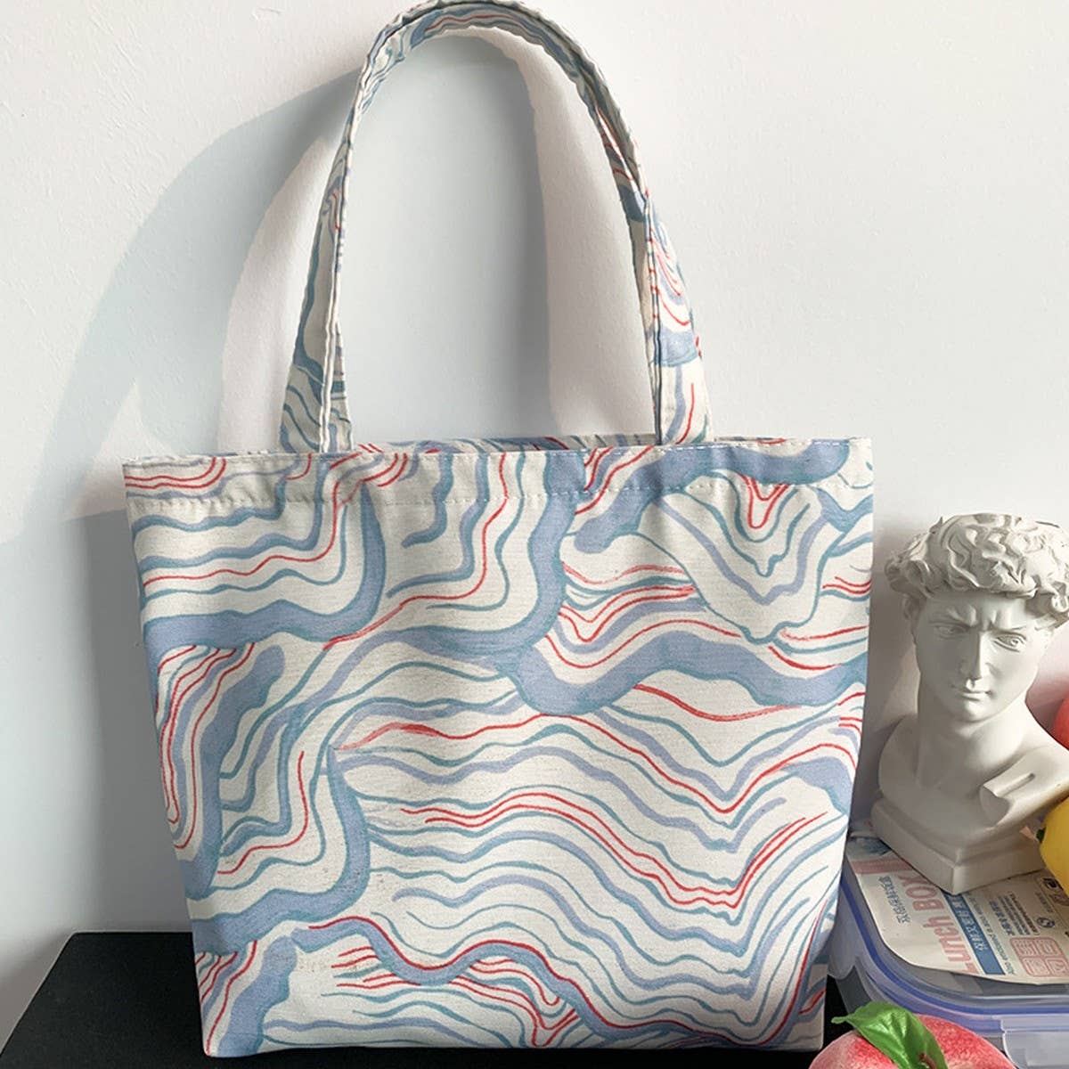 CANVAS TOTE BAGS WITH FRESH FLORAL PLAID_CWAB2047: Purple / (OS) 2