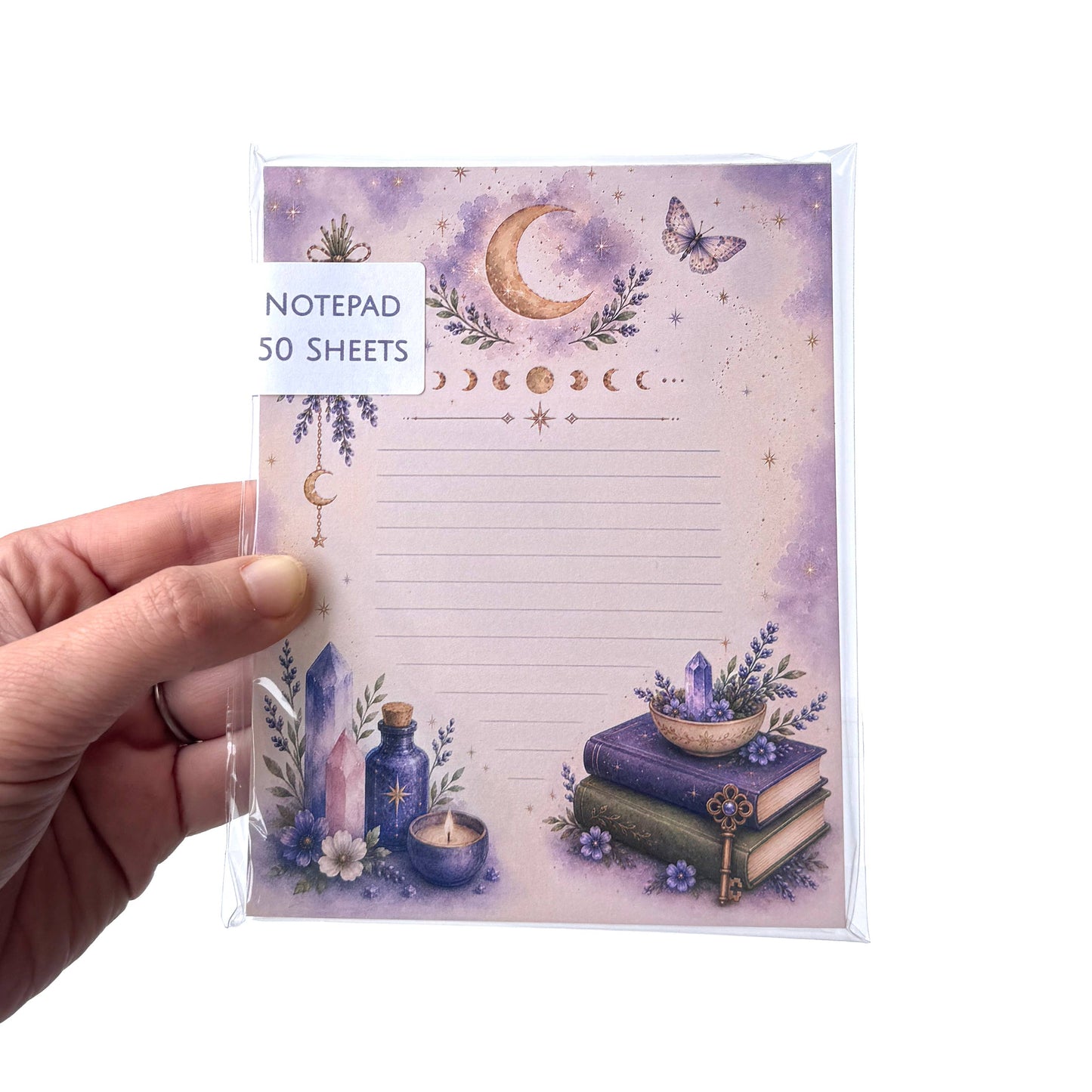 Mystical Witchy Notepad, 50 sheets, 4.25" x 5.5" Stationery
