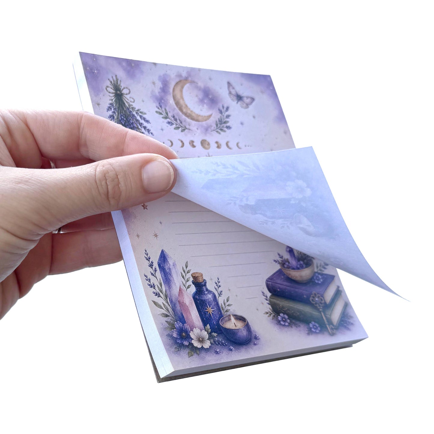 Mystical Witchy Notepad, 50 sheets, 4.25" x 5.5" Stationery