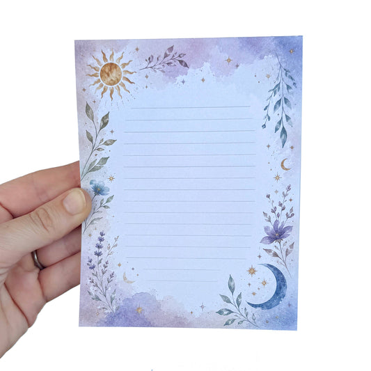 Sun & Moon Notepad, 50 Sheets, 4.25" x 5.5" Stationery