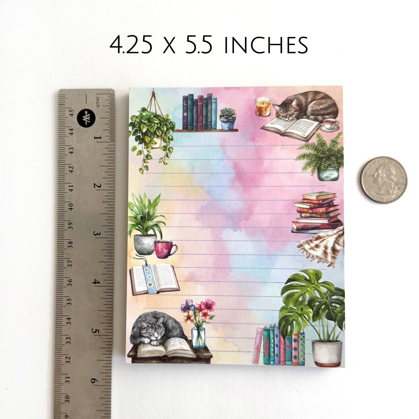 Cozy Book Lover Notepad, 50 sheets, 4.25" x 5.5" Stationery