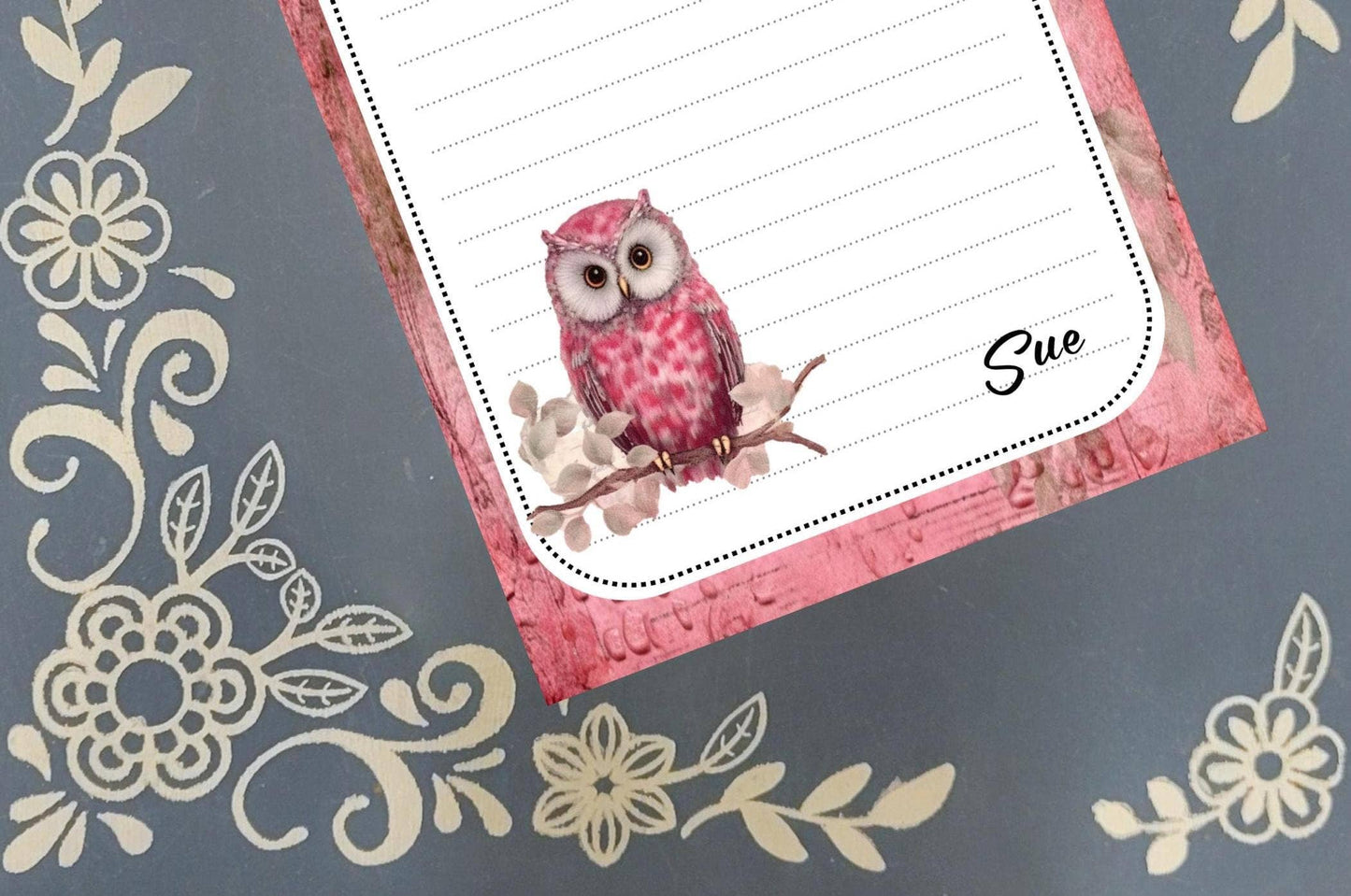 Notepad Owl, Pink and White, Stationery: No / 60 pages