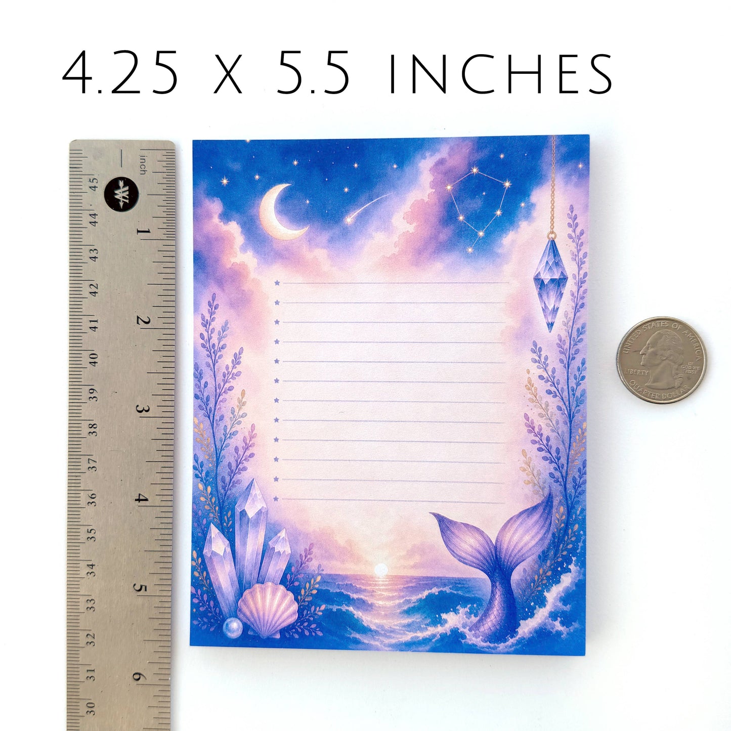 Mermaid Notepad, 50 Sheets, 4.25" x 5.5" Stationery