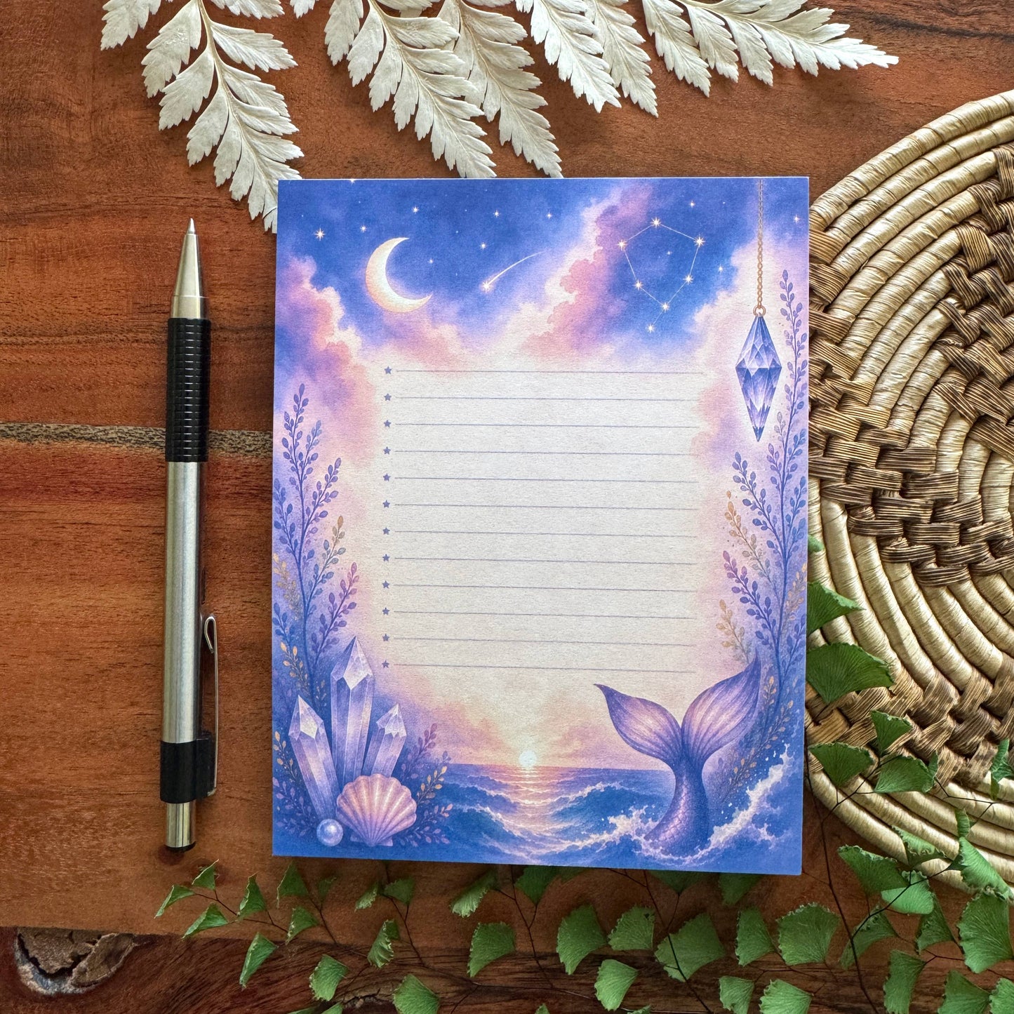 Mermaid Notepad, 50 Sheets, 4.25" x 5.5" Stationery