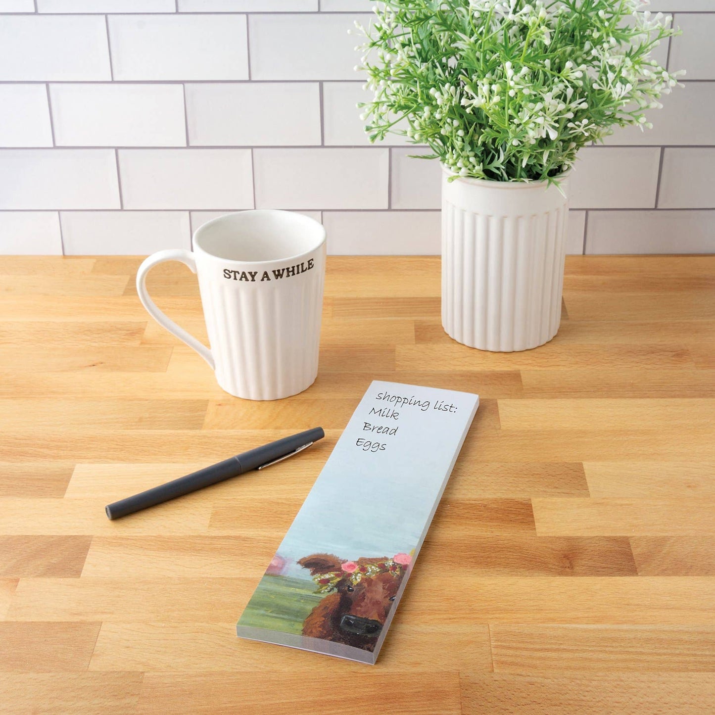 Floral Cow List Pad