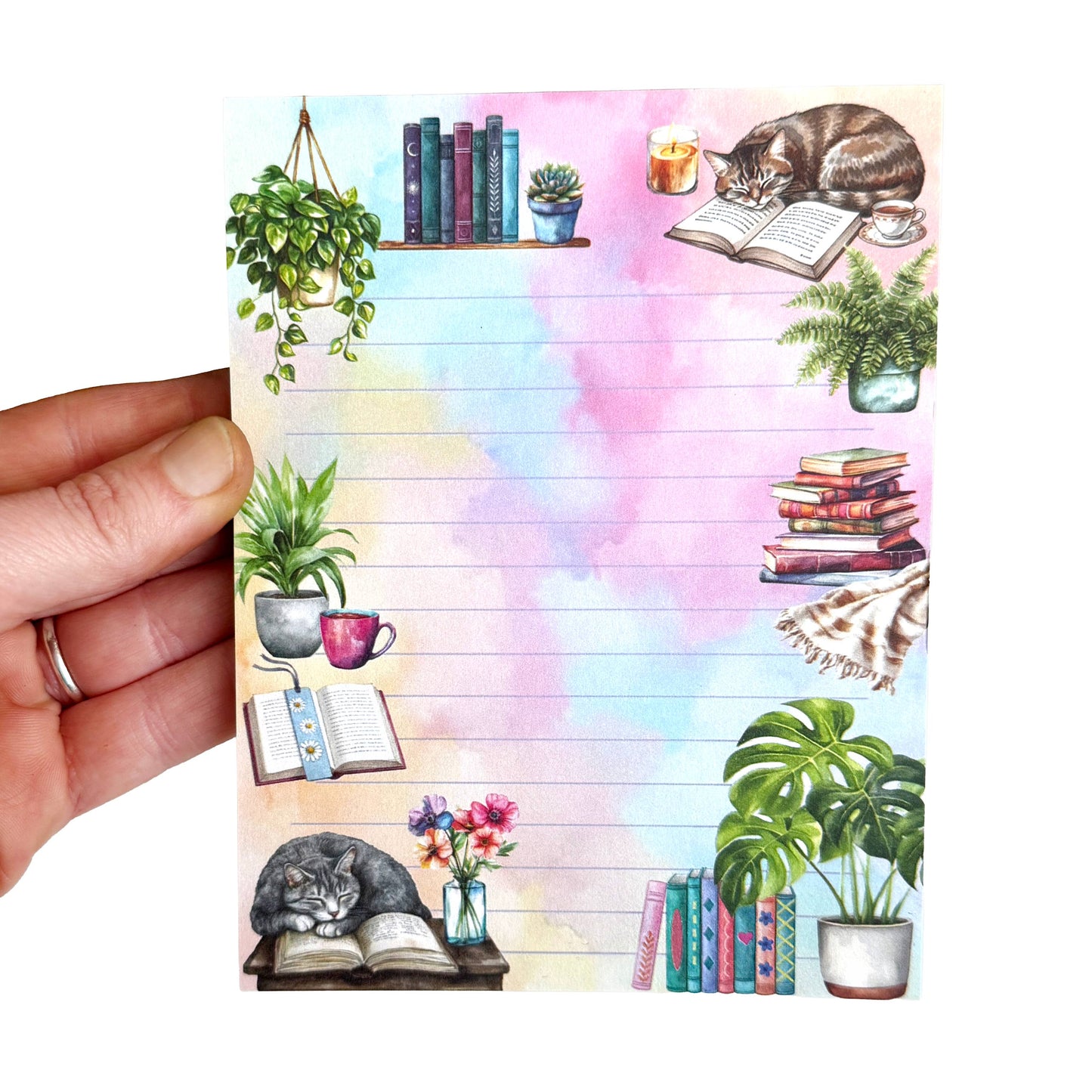 Cozy Book Lover Notepad, 50 sheets, 4.25" x 5.5" Stationery