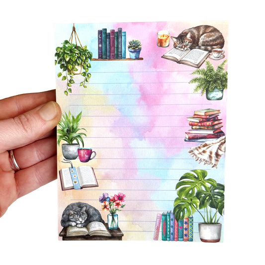 Cozy Book Lover Notepad, 50 sheets, 4.25" x 5.5" Stationery