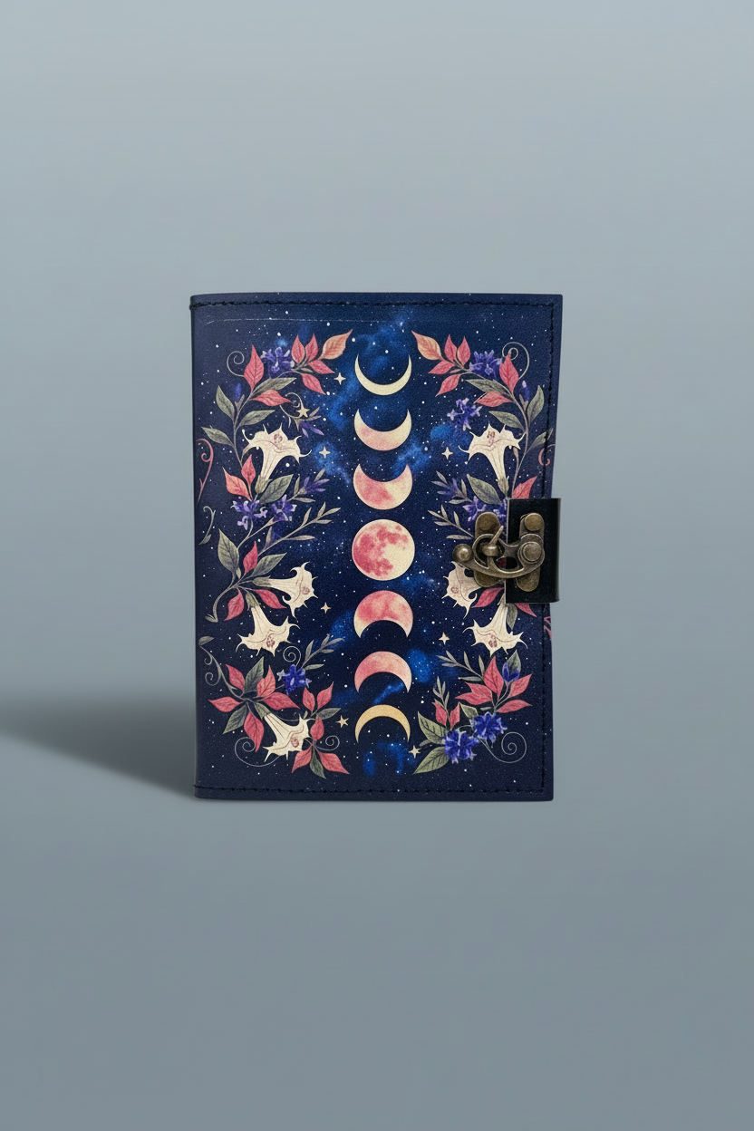 Moon Phase | Leather Journal | Blank Vintage Notebook