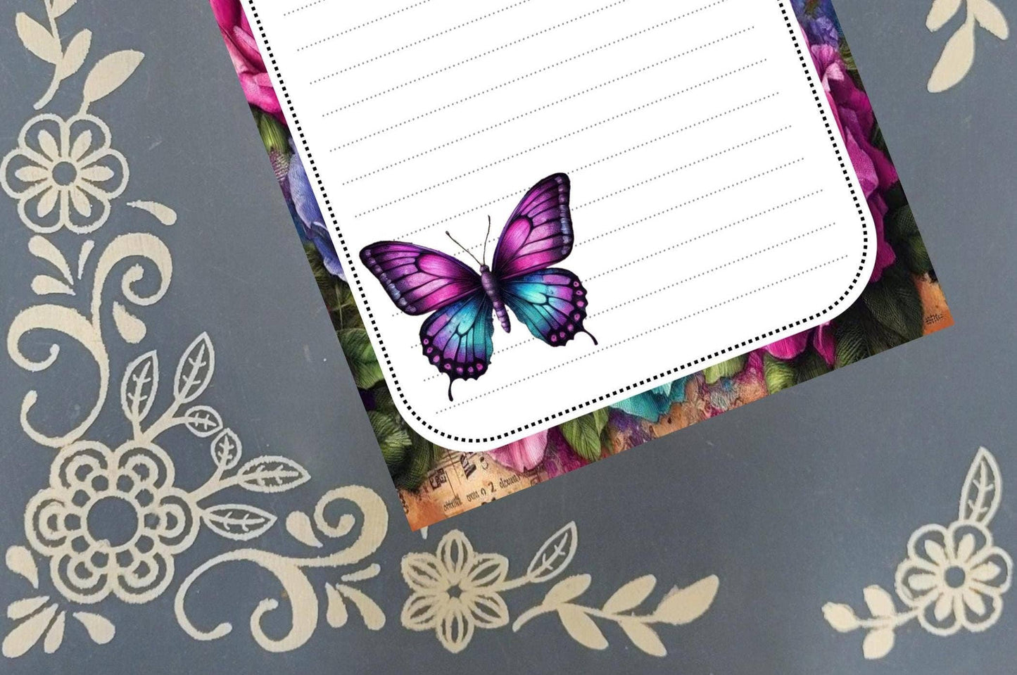 Notepad Butterfly & Floral Stationery: 40 pages