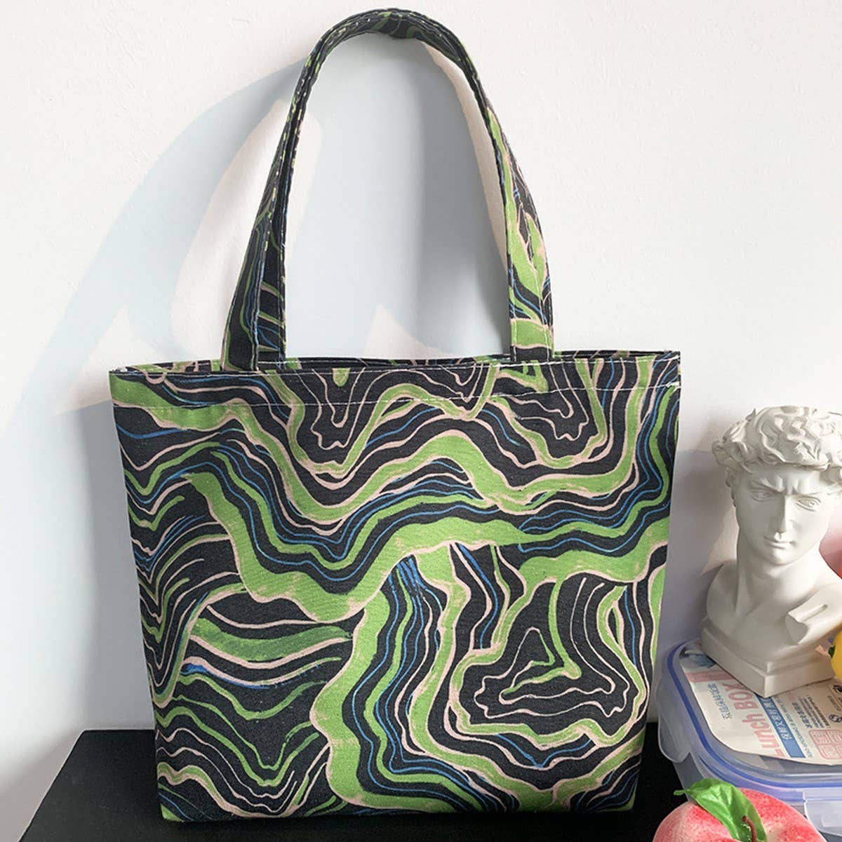CANVAS TOTE BAGS WITH FRESH FLORAL PLAID_CWAB2047: Purple / (OS) 2