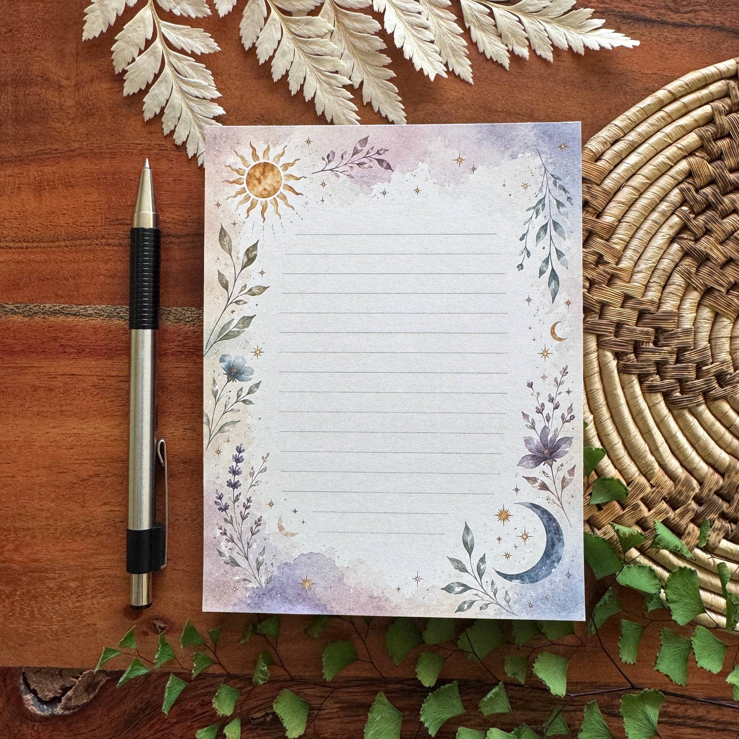 Sun & Moon Notepad, 50 Sheets, 4.25" x 5.5" Stationery