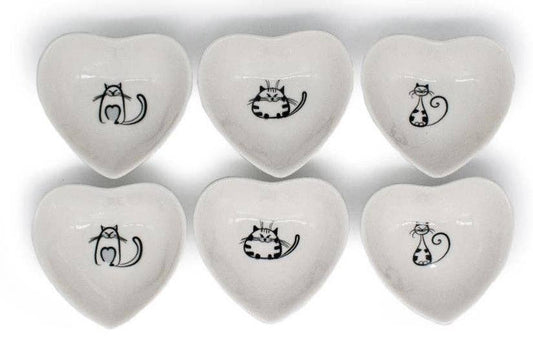 Heart Cat Trinket Dish Set of 6