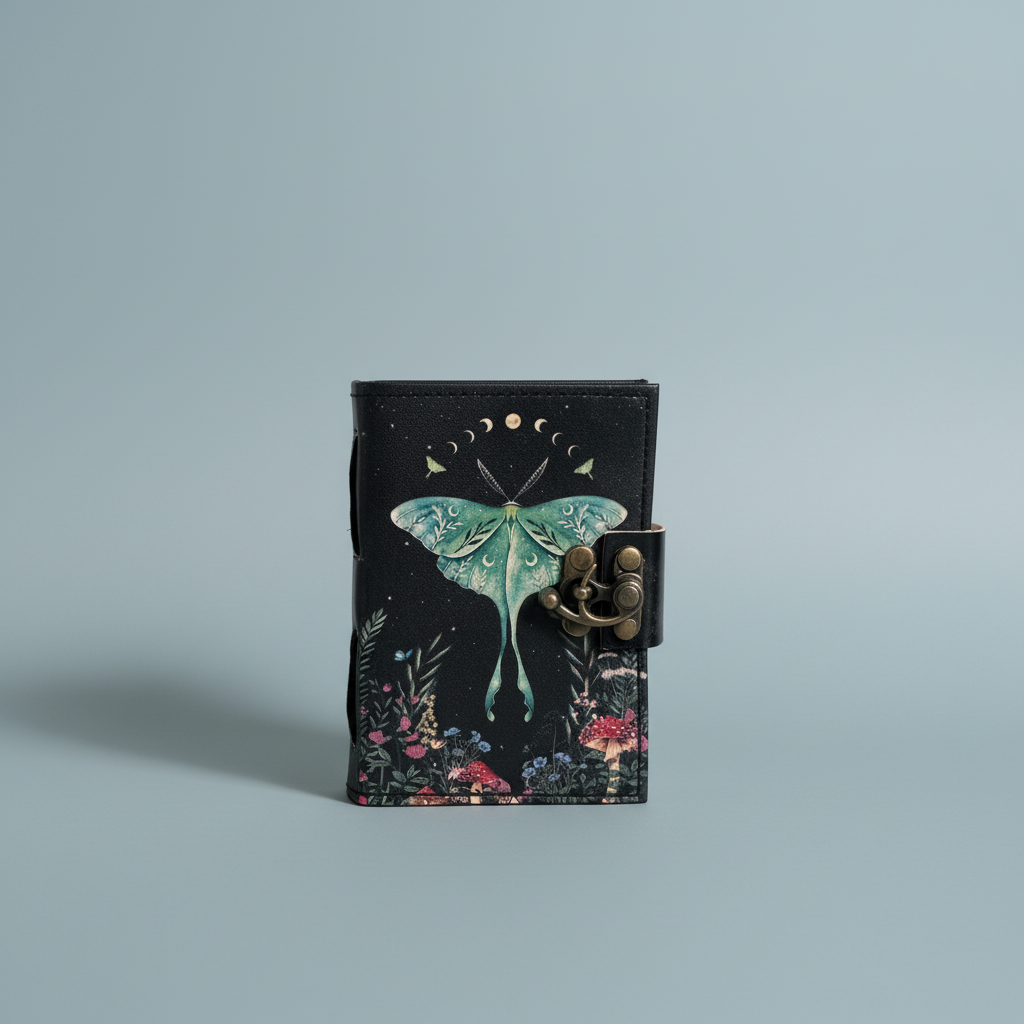 Mini Journal | Leather Journal | Blank Vintage Journal: Luna Moth