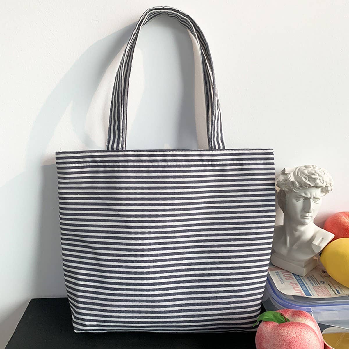 CANVAS TOTE BAGS WITH FRESH FLORAL PLAID_CWAB2047: Purple / (OS) 2