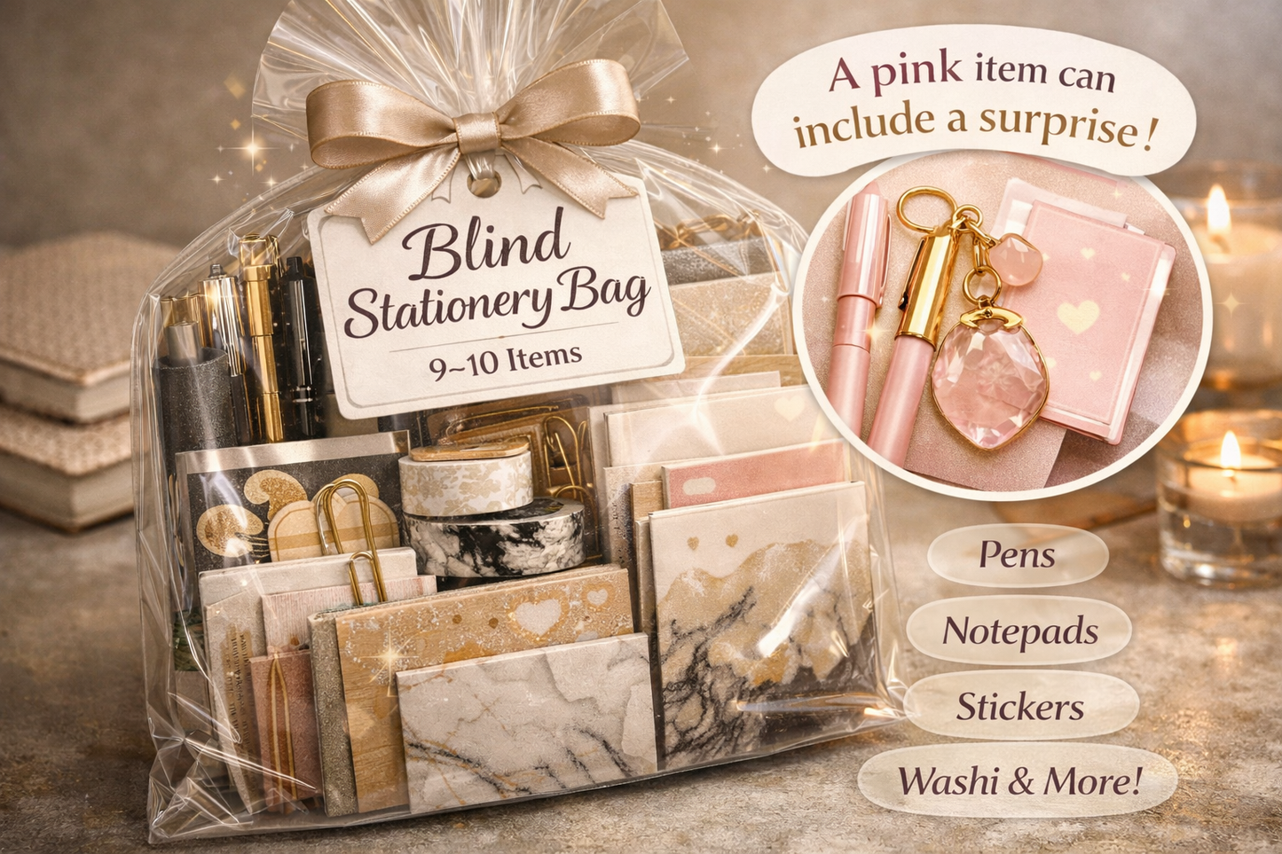Blind Stationery Bag (9–10 Items)