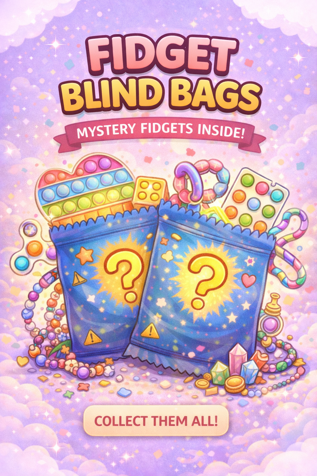 Fidget Mystery Blind Bags – Set of 10 Blind bags (Bonus Bag if You Find a Bead!)