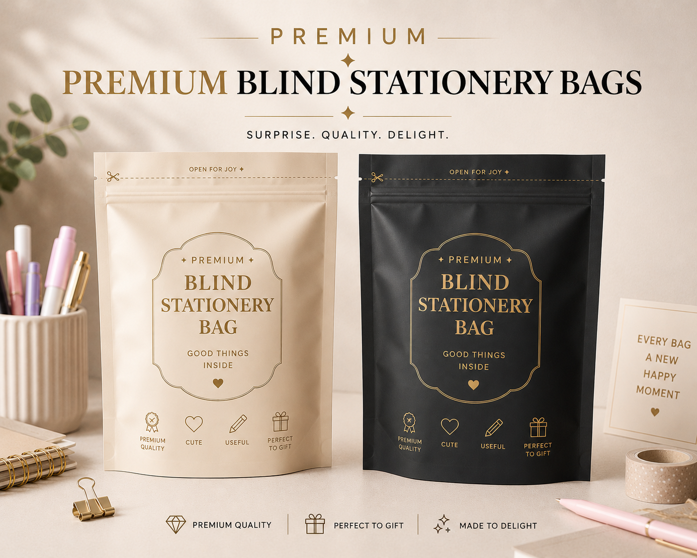 Premium Blind Stationery Bag