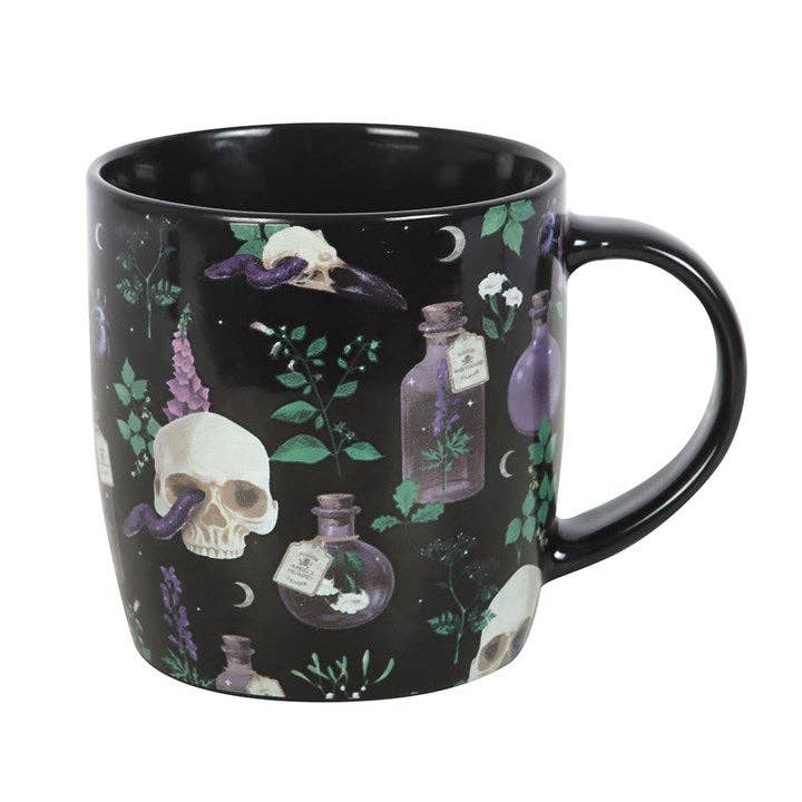 Venom & Vines Gothic Skull Print Mug
