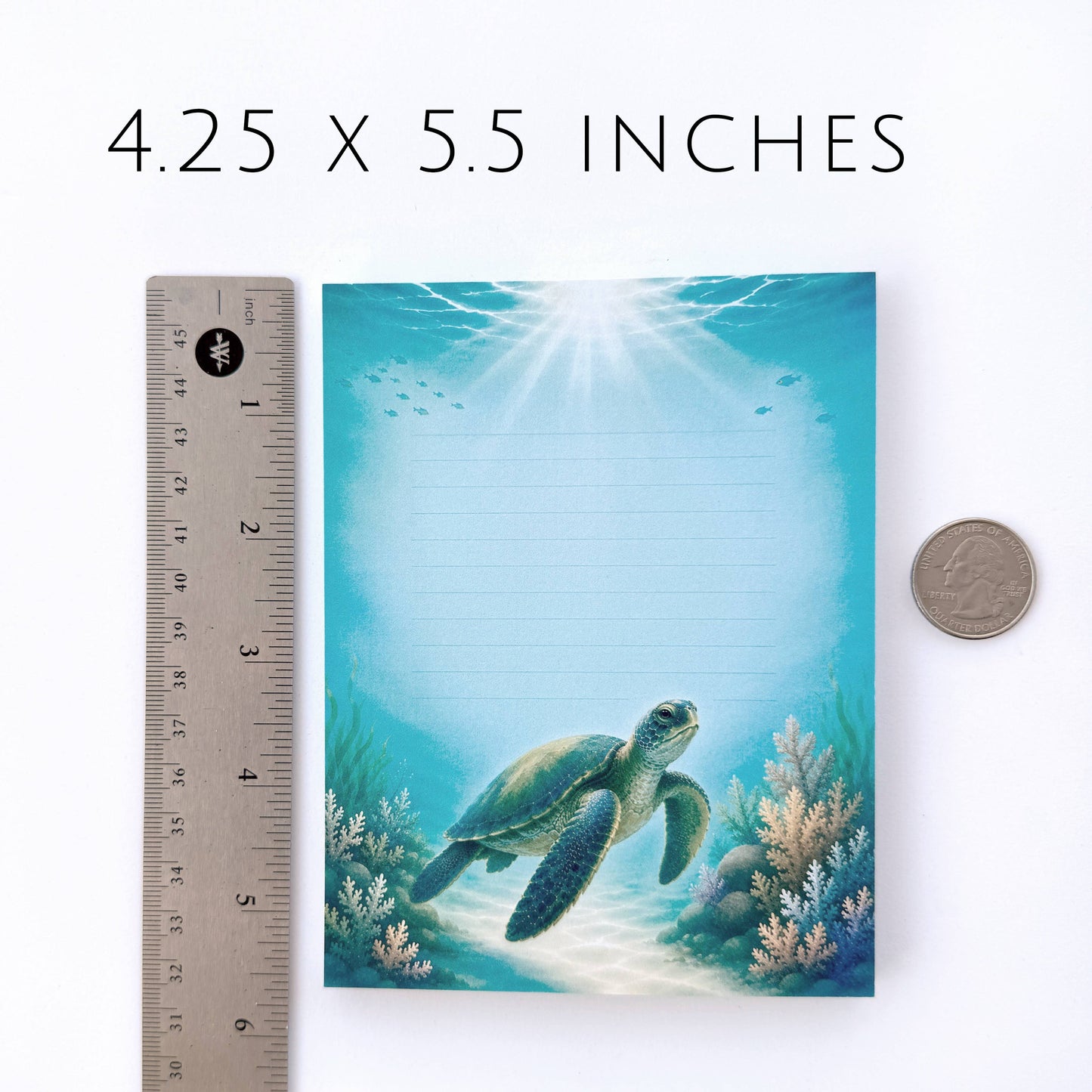 Sea Turtle Notepad, 50 Sheets, 4.25" x 5.5" Stationery