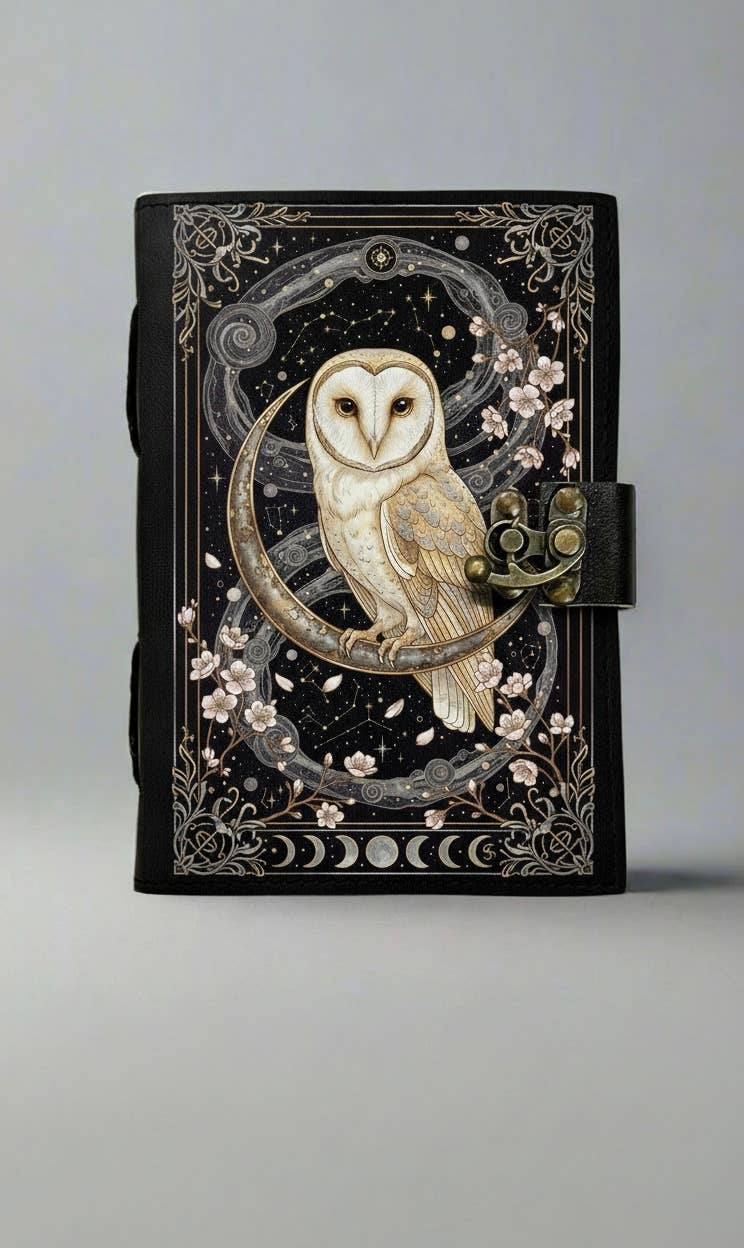 Owl & Moon Journal | Leather Journal | Blank Vintage Journal