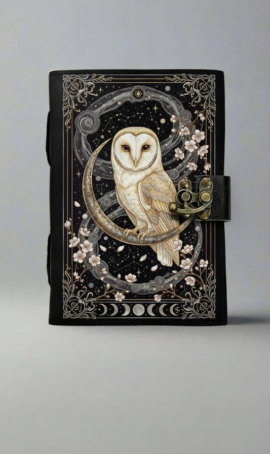 Owl & Moon Journal | Leather Journal | Blank Vintage Journal