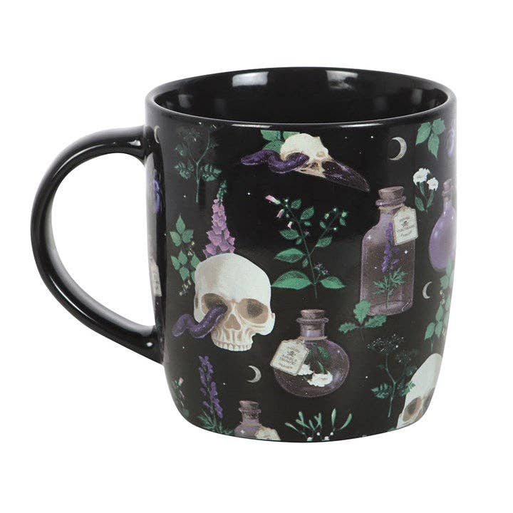 Venom & Vines Gothic Skull Print Mug