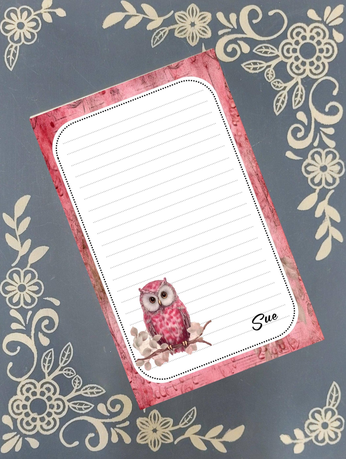 Notepad Owl, Pink and White, Stationery: No / 60 pages