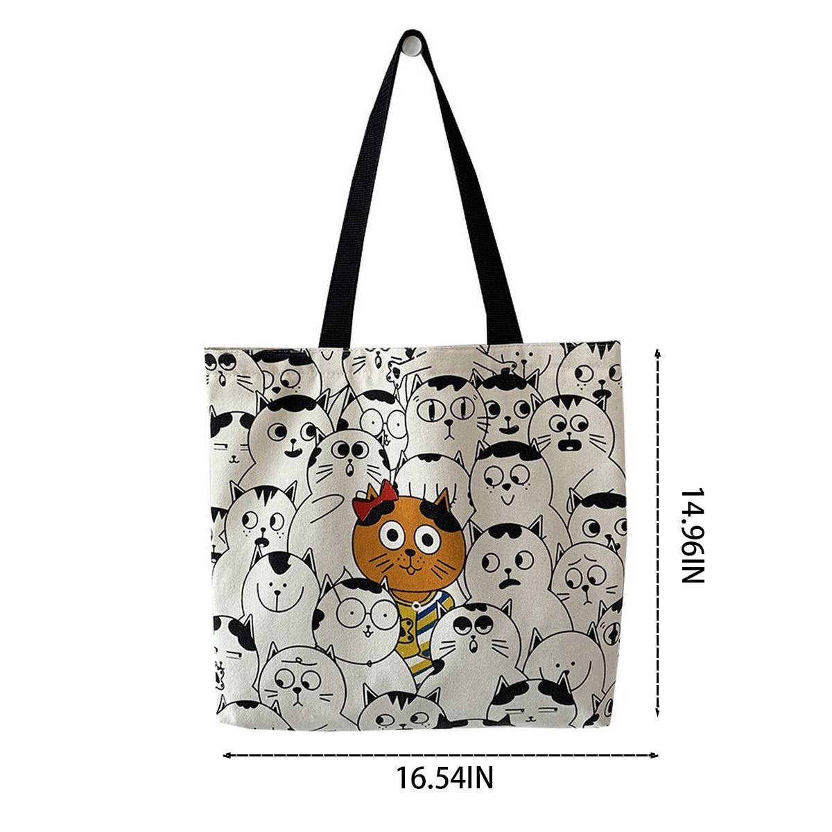 CANVAS TOTE BAGS WITH ADORABLE ANIMAL PRINT_CWAB2046: BEIGE1 / (OS) 2