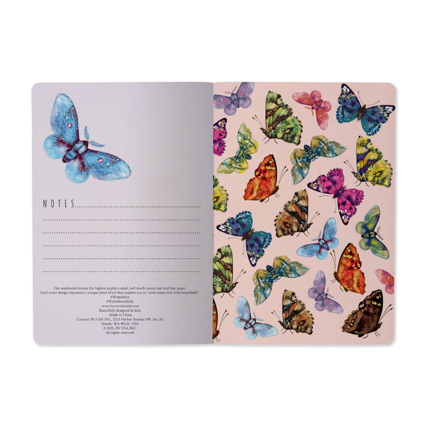 A5 Notebook - Butterflies on Blue
