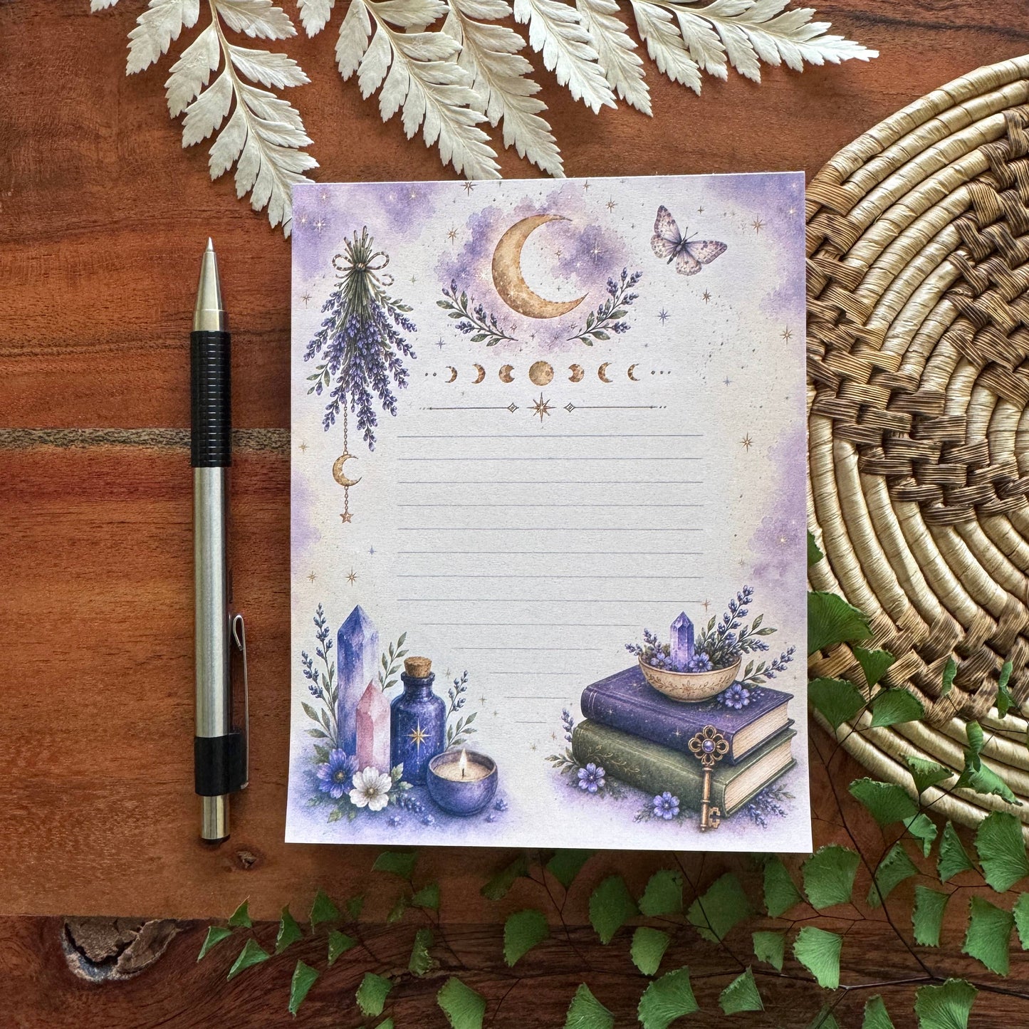 Mystical Witchy Notepad, 50 sheets, 4.25" x 5.5" Stationery