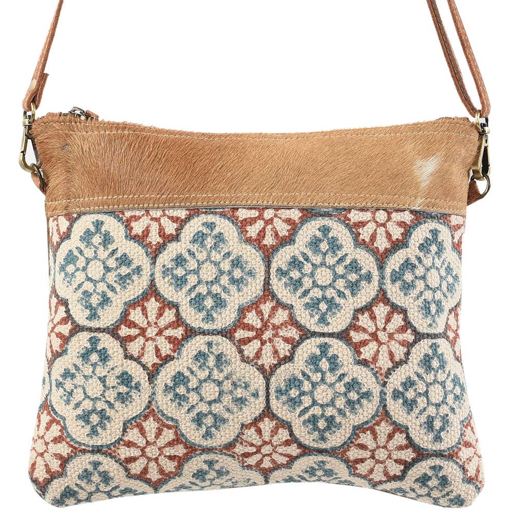 Crossbody With Brown Tones Canvas Rug And Fur
