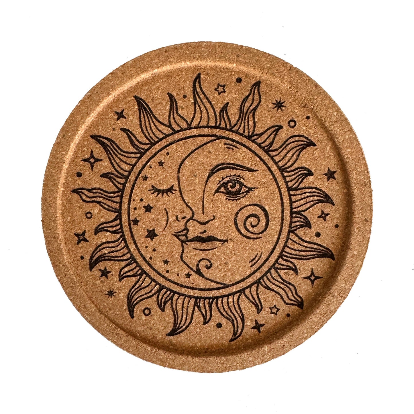 Celestial Engraved Cork Coaster | Sun and Moon Coaster