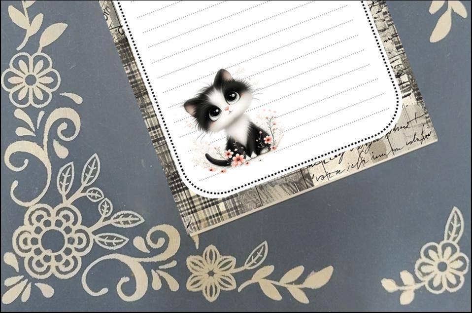 Notepad Cat Black & White Kitten, Stationery: 40 pages