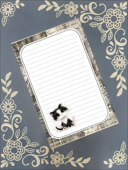 Notepad Cat Black & White Kitten, Stationery: 40 pages