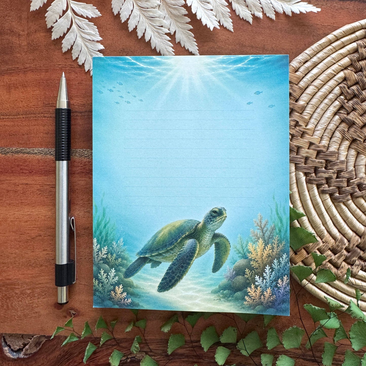 Sea Turtle Notepad, 50 Sheets, 4.25" x 5.5" Stationery
