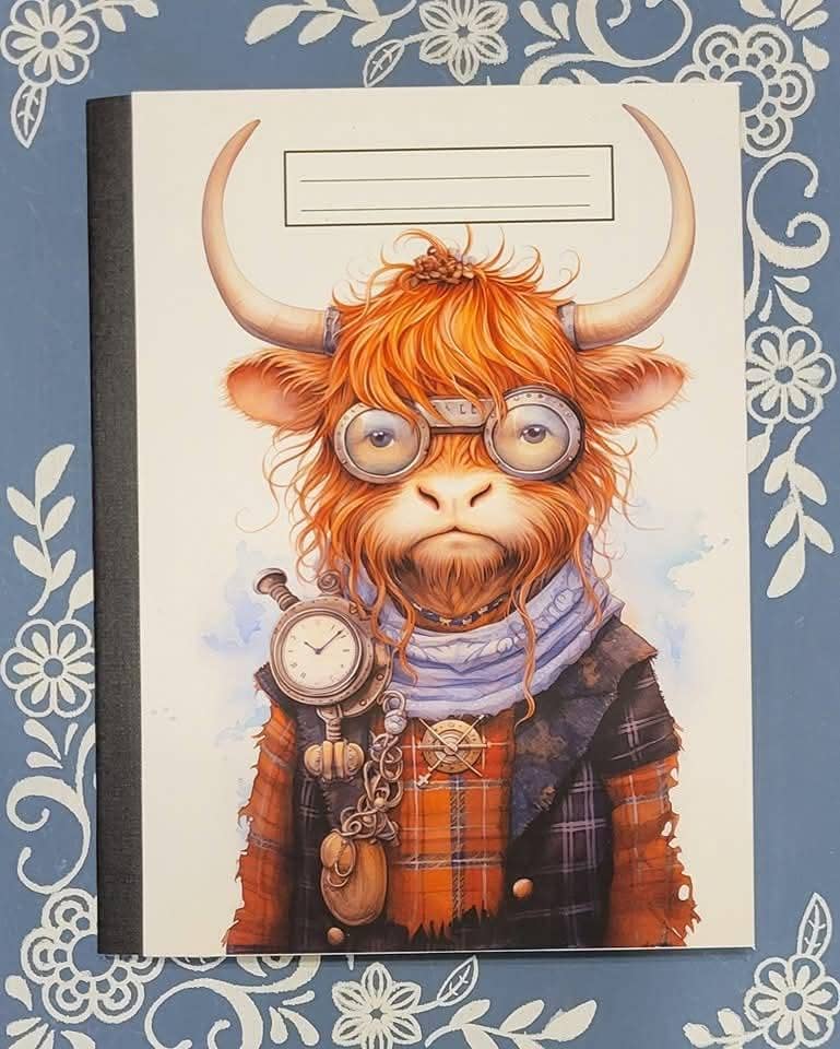 Cow, Highland Cow, Covered Notebook: Pocket 3.25x4.5