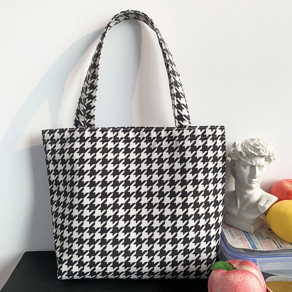 CANVAS TOTE BAGS WITH FRESH FLORAL PLAID_CWAB2047: Purple / (OS) 2